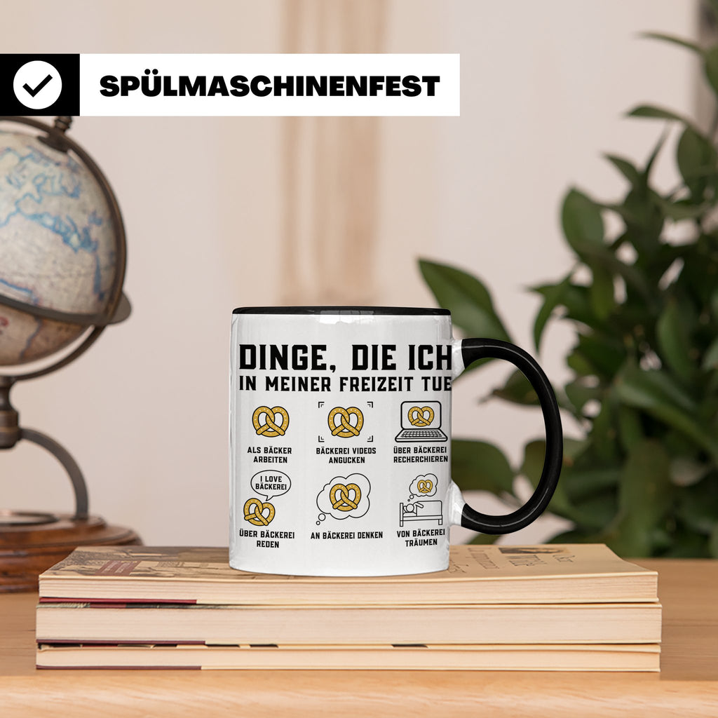 Bäcker Tasse lustig Dinge die ich in meiner Freizeit tue Spr – Schwarz [farbe:schwarz]