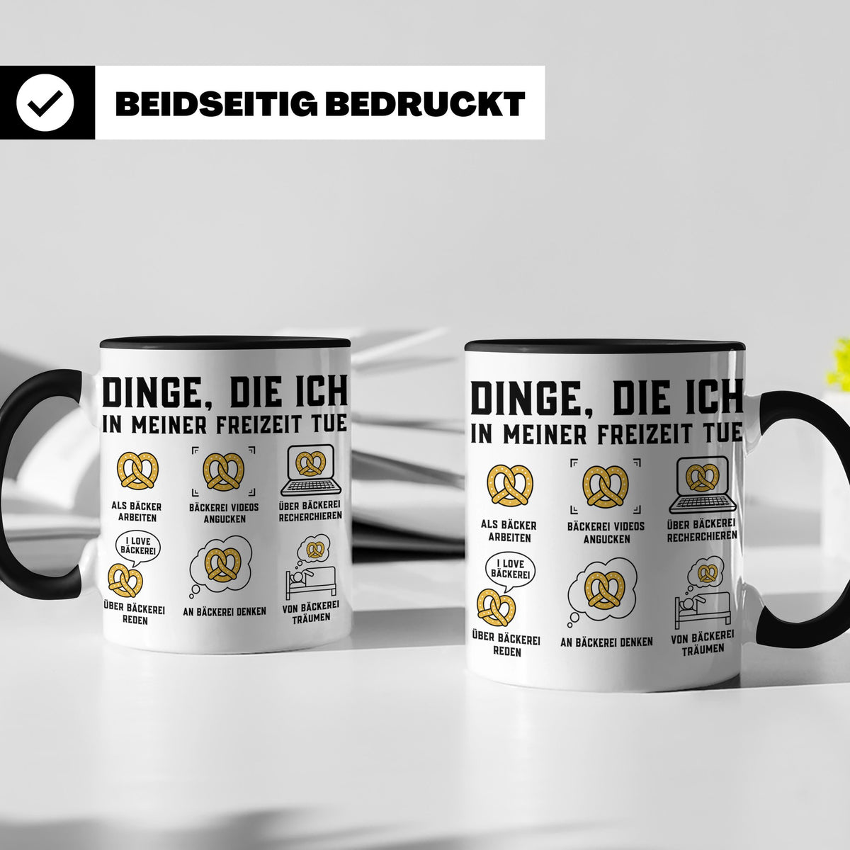 Bäcker Tasse lustig Dinge die ich in meiner Freizeit tue Spr – Schwarz [farbe:schwarz]
