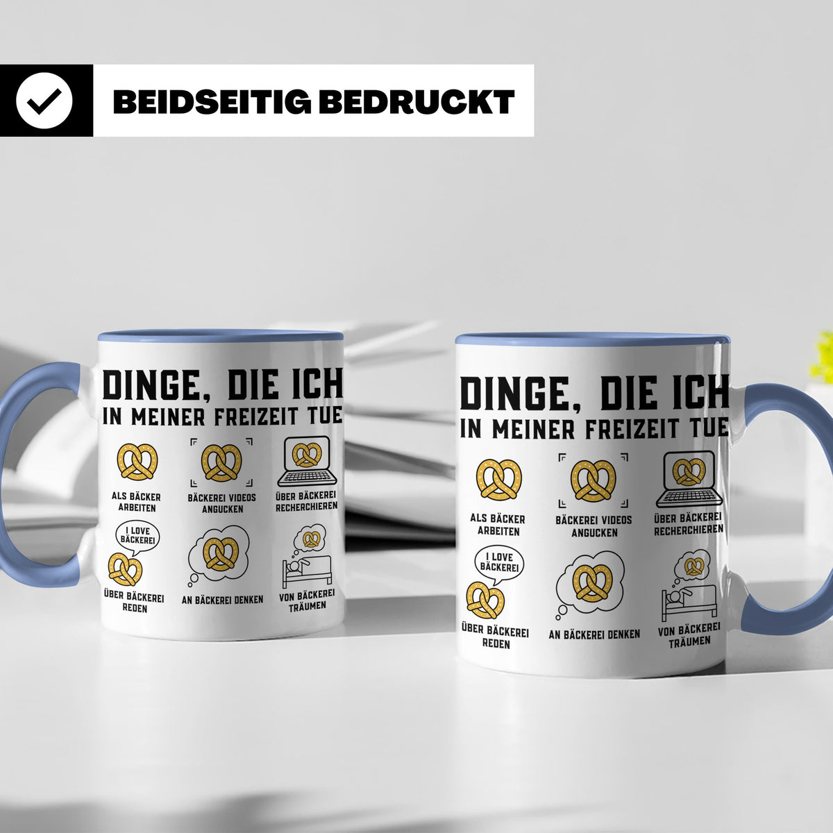 Bäcker Tasse lustig Dinge die ich in meiner Freizeit tue Spr – Blau [farbe:blau]