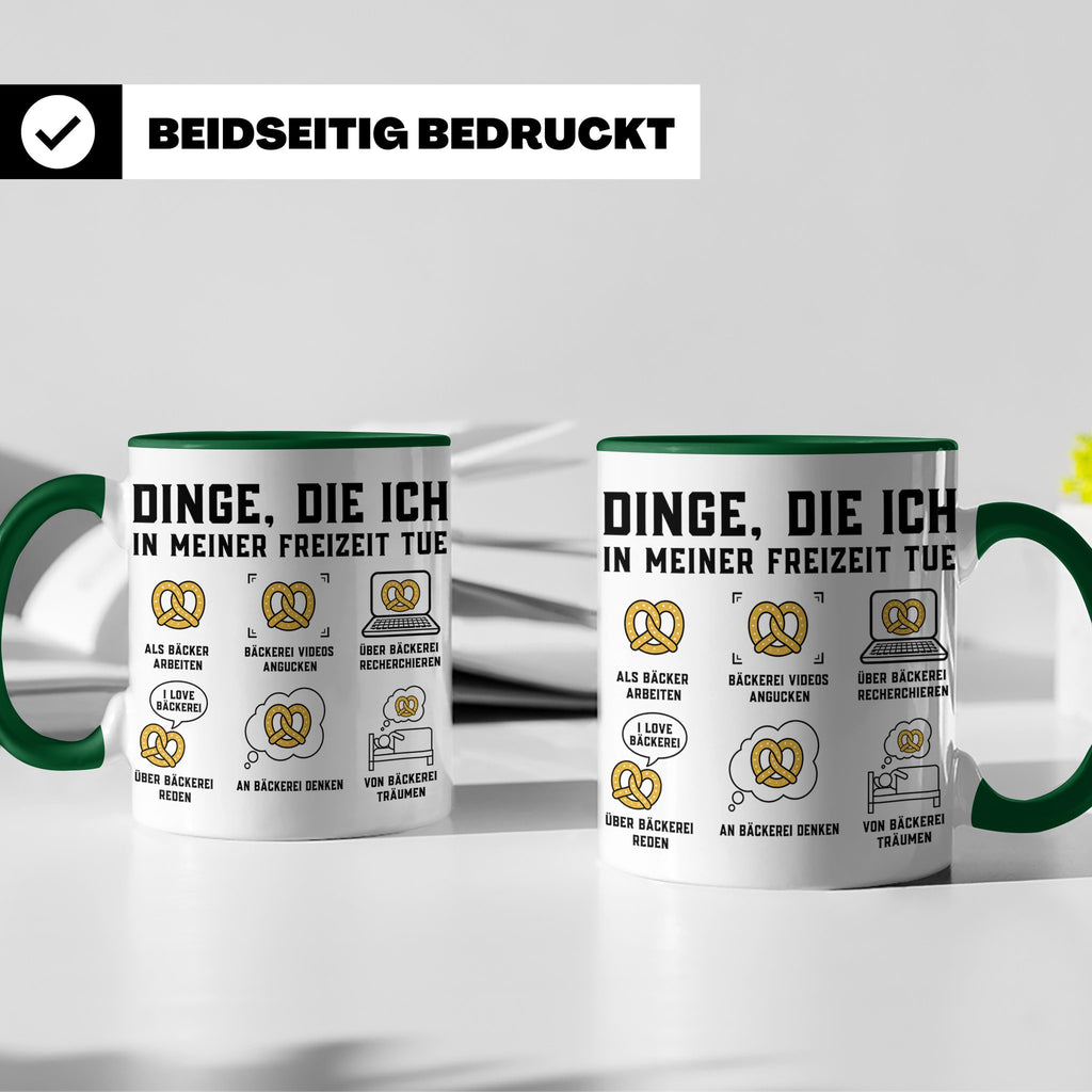 Bäcker Tasse lustig Dinge die ich in meiner Freizeit tue Spr – Grün [farbe:grün]