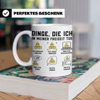 Erzieher Tasse mit Spruch Dinge die ich in meiner Freizeit t – Weiß [farbe:weiß]