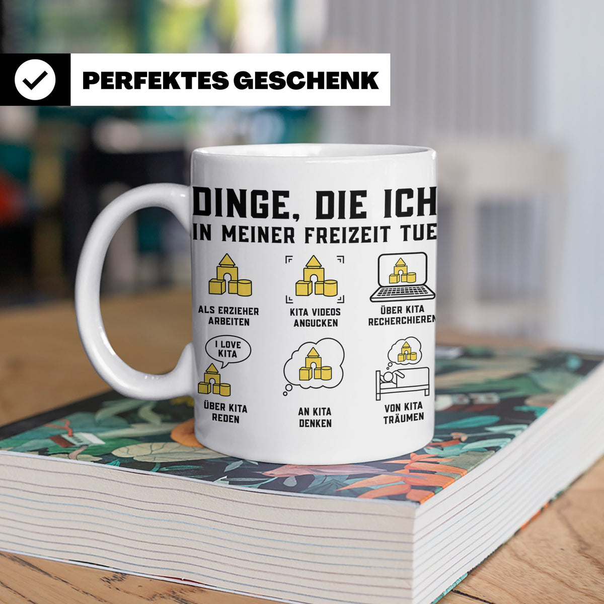 Erzieher Tasse mit Spruch Dinge die ich in meiner Freizeit t – Weiß [farbe:weiß]