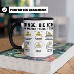 Erzieher Tasse mit Spruch Dinge die ich in meiner Freizeit t – Schwarz [farbe:schwarz]