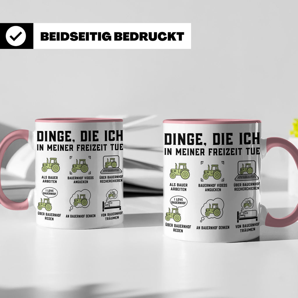 Bauer Tasse Dinge die ich in meiner Freizeit tue Landwirt Tr – Rosa [farbe:rosa]