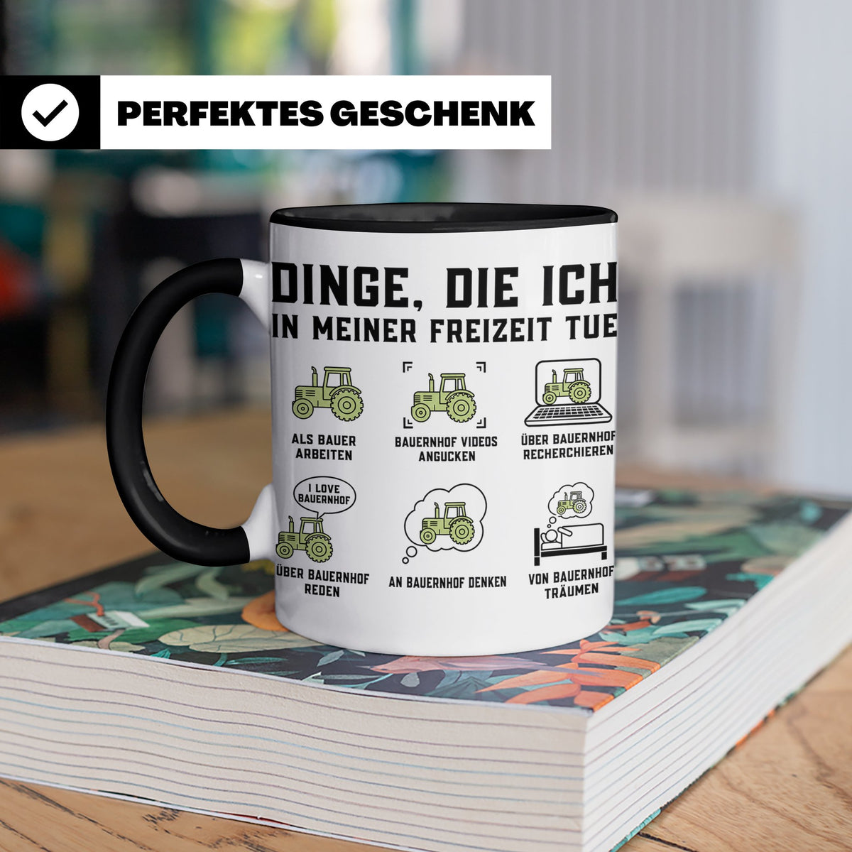 Bauer Tasse Dinge die ich in meiner Freizeit tue Landwirt Tr – Schwarz [farbe:schwarz]