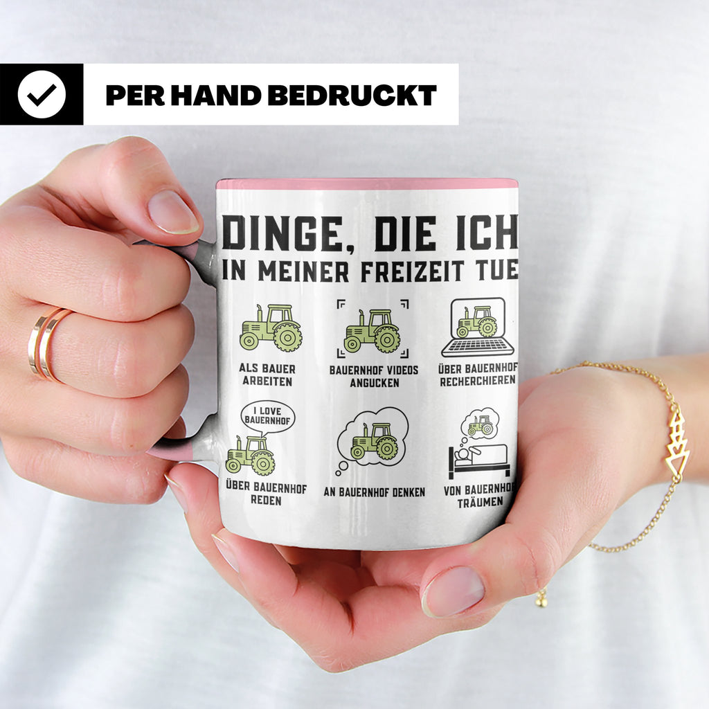 Bauer Tasse Dinge die ich in meiner Freizeit tue Landwirt Tr – Rosa [farbe:rosa]