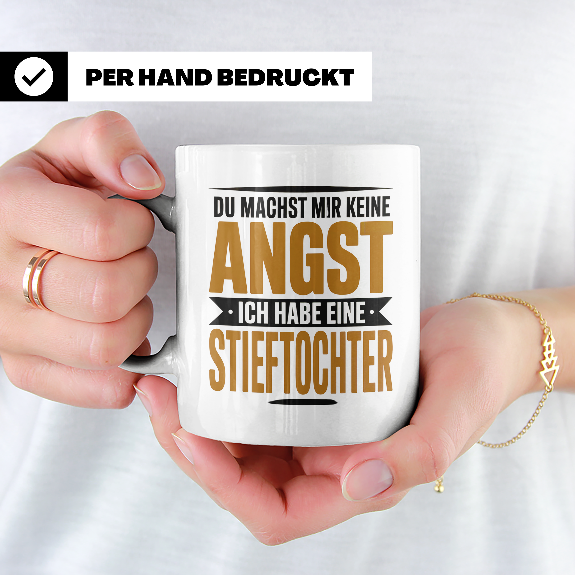 Stieftochter Angst Spruch Tasse - Bonuskind Mutmacher Gesche – Weiß [farbe:weiß]