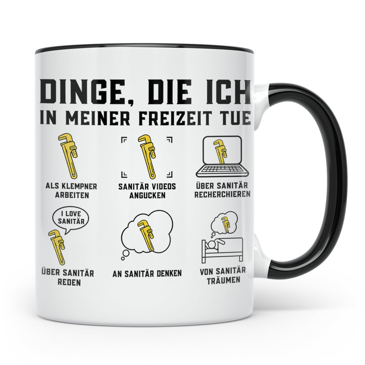 Klempner Tasse lustig Dinge die ich tue Sanitär Installateur – Schwarz [farbe:schwarz]