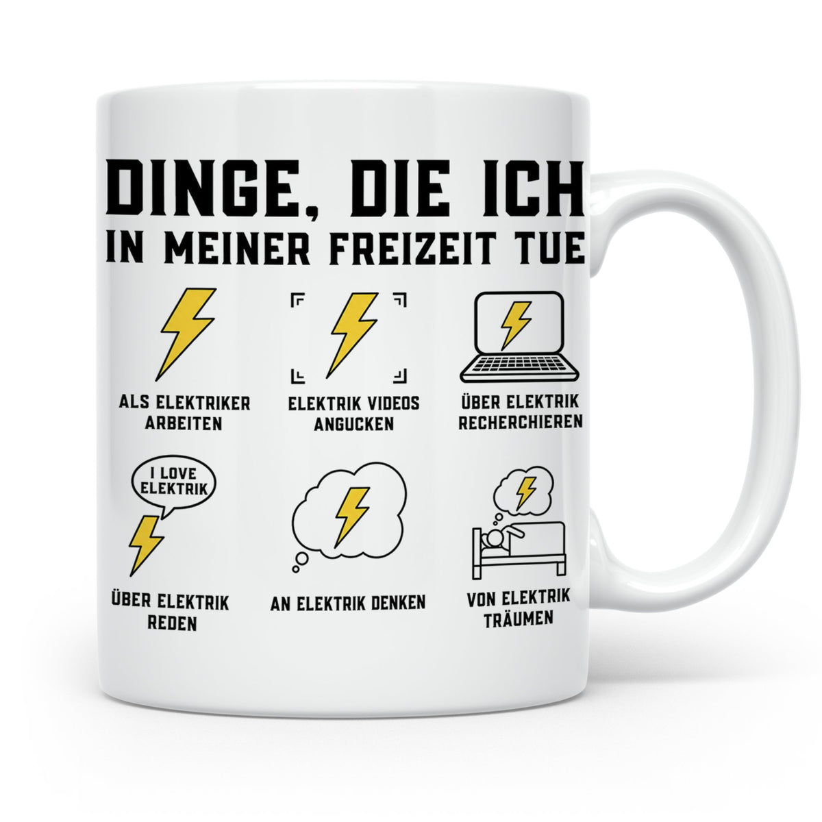 Elektriker Tasse mit Spruch Dinge die ich in meiner Freizeit – Weiß [farbe:weiß]