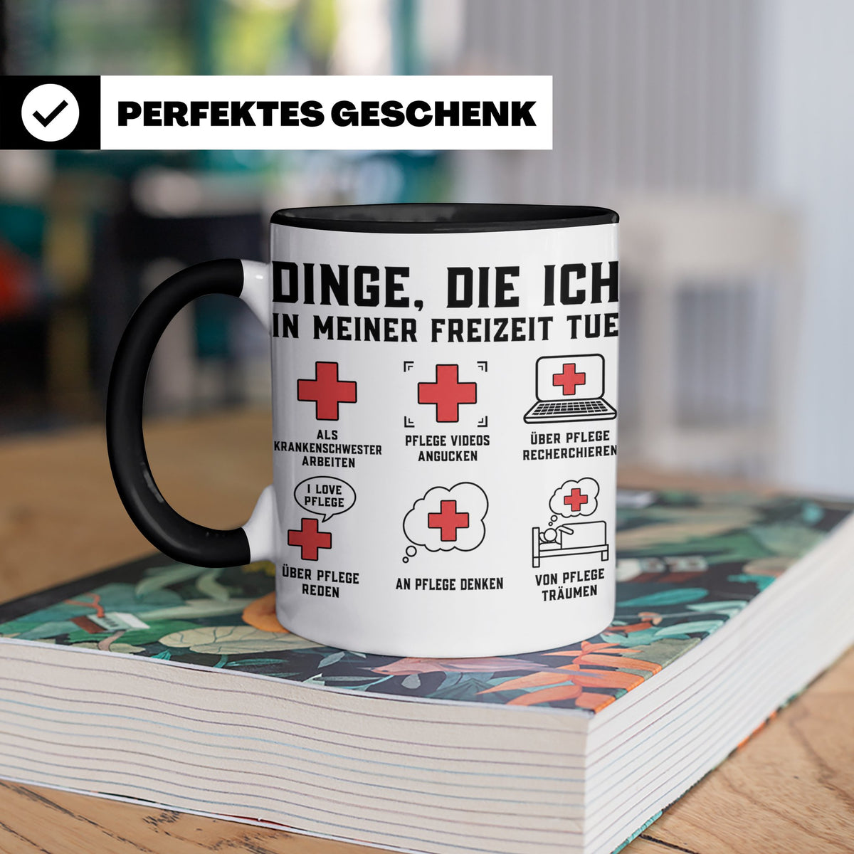Krankenschwester Tasse lustig Dinge die ich tue Geschenk für – Schwarz [farbe:schwarz]