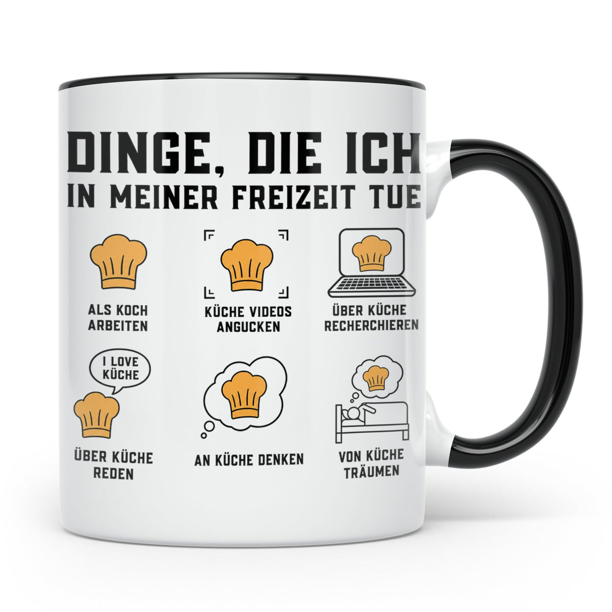 Koch Tasse "Dinge die ich in meiner Freizeit tue" lustig für – Schwarz [farbe:schwarz]