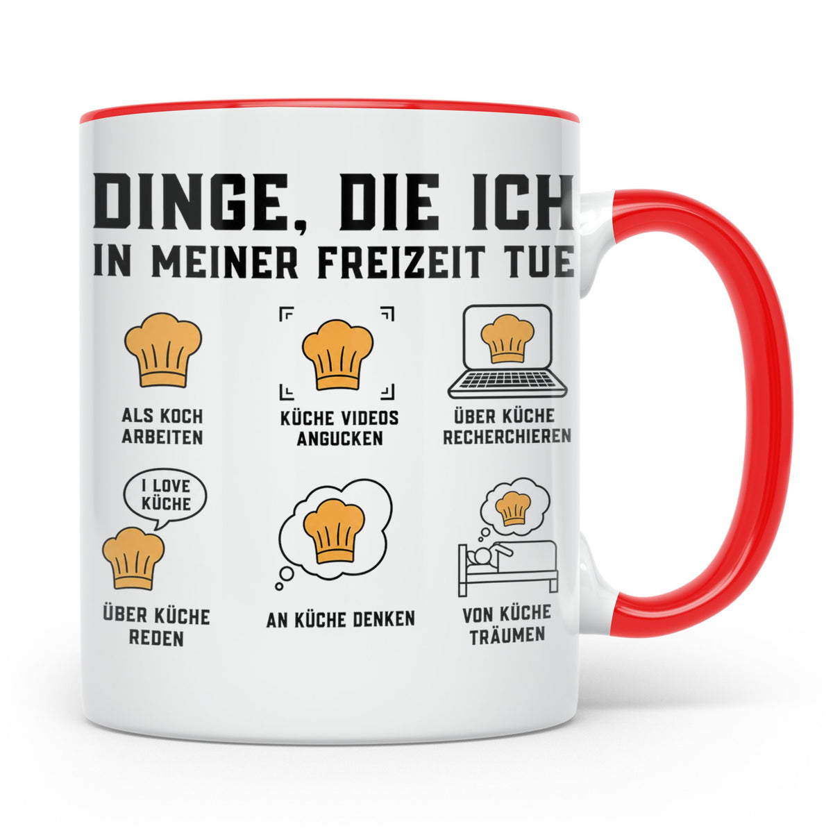 Koch Tasse "Dinge die ich in meiner Freizeit tue" lustig für – Rot [farbe:rot]