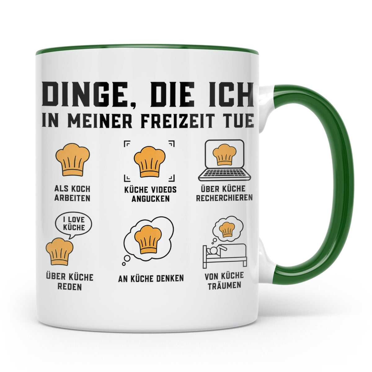 Koch Tasse "Dinge die ich in meiner Freizeit tue" lustig für – Grün [farbe:grün]
