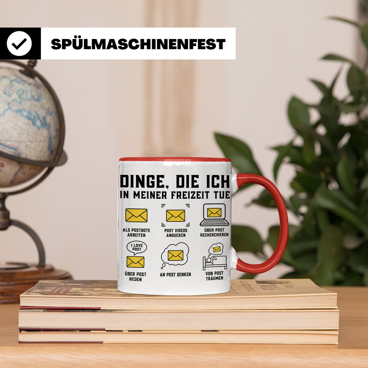 Postbote Tasse "Dinge die ich tue" lustig | Geschenk für Bri – Rot [farbe:rot]