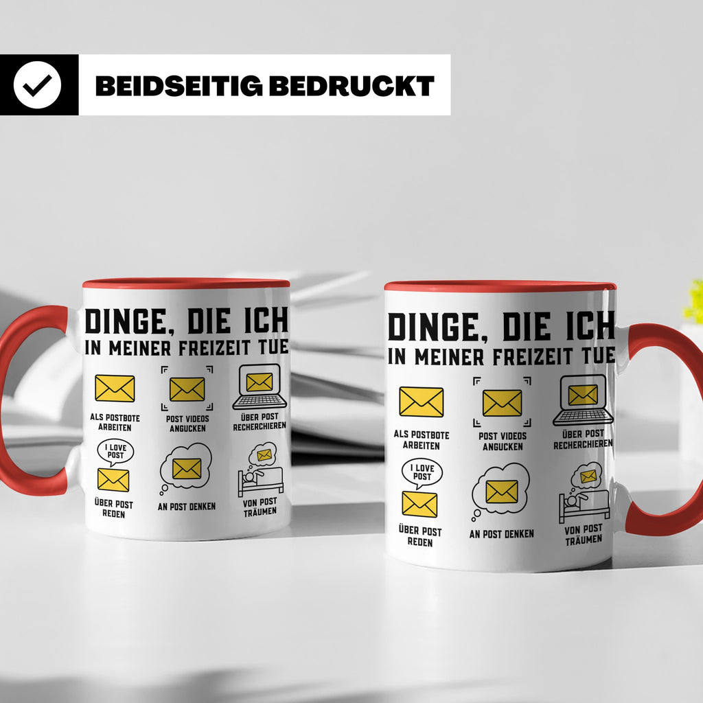 Postbote Tasse "Dinge die ich tue" lustig | Geschenk für Bri – Rot [farbe:rot]