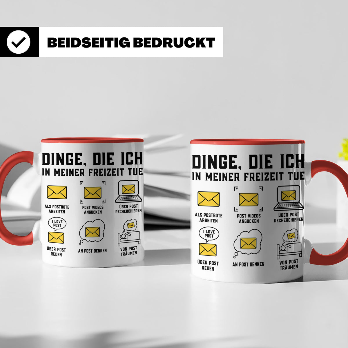 Postbote Tasse "Dinge die ich tue" lustig | Geschenk für Bri – Rot [farbe:rot]