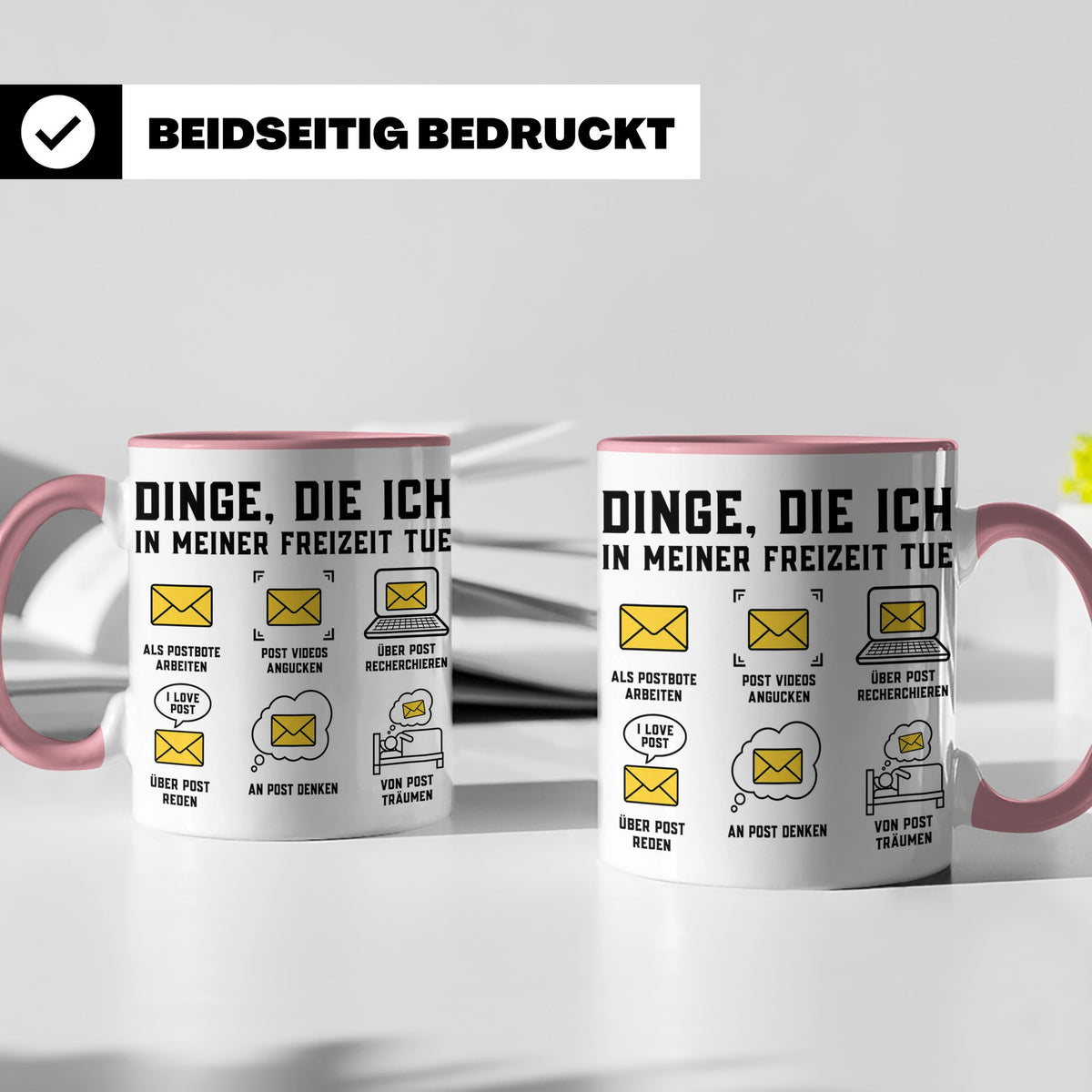 Postbote Tasse "Dinge die ich tue" lustig | Geschenk für Bri – Rosa [farbe:rosa]