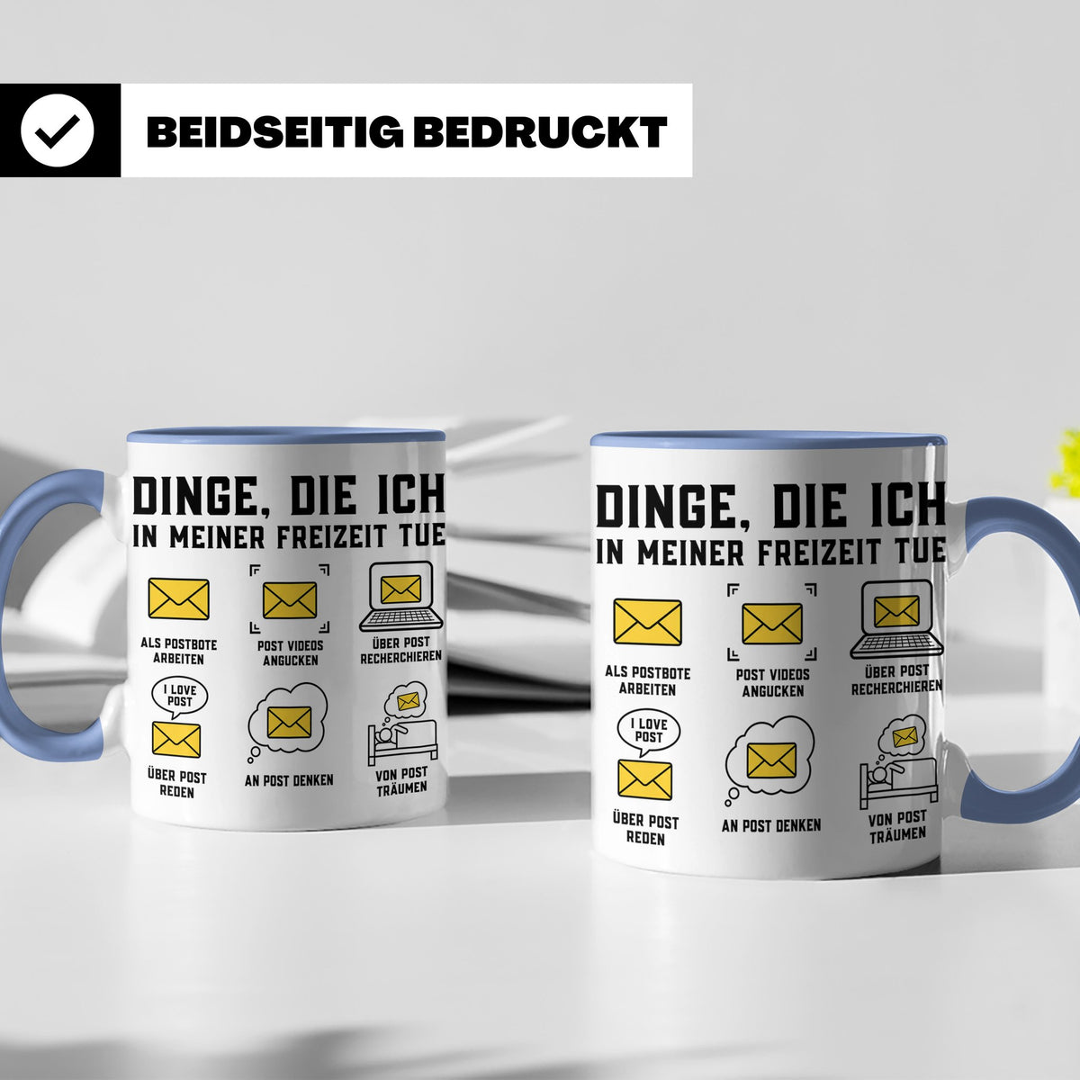 Postbote Tasse "Dinge die ich tue" lustig | Geschenk für Bri – Blau [farbe:blau]