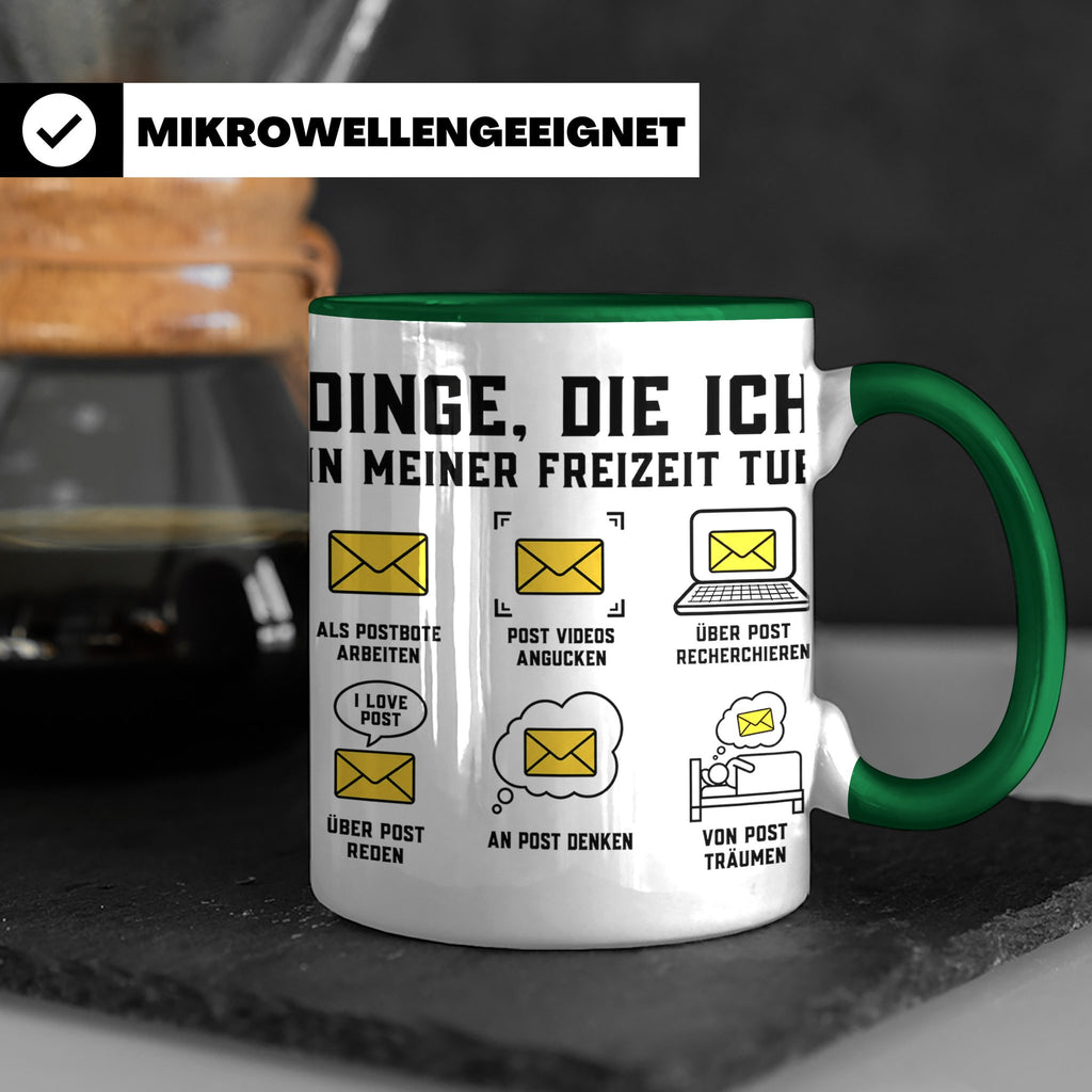 Postbote Tasse "Dinge die ich tue" lustig | Geschenk für Bri – Grün [farbe:grün]