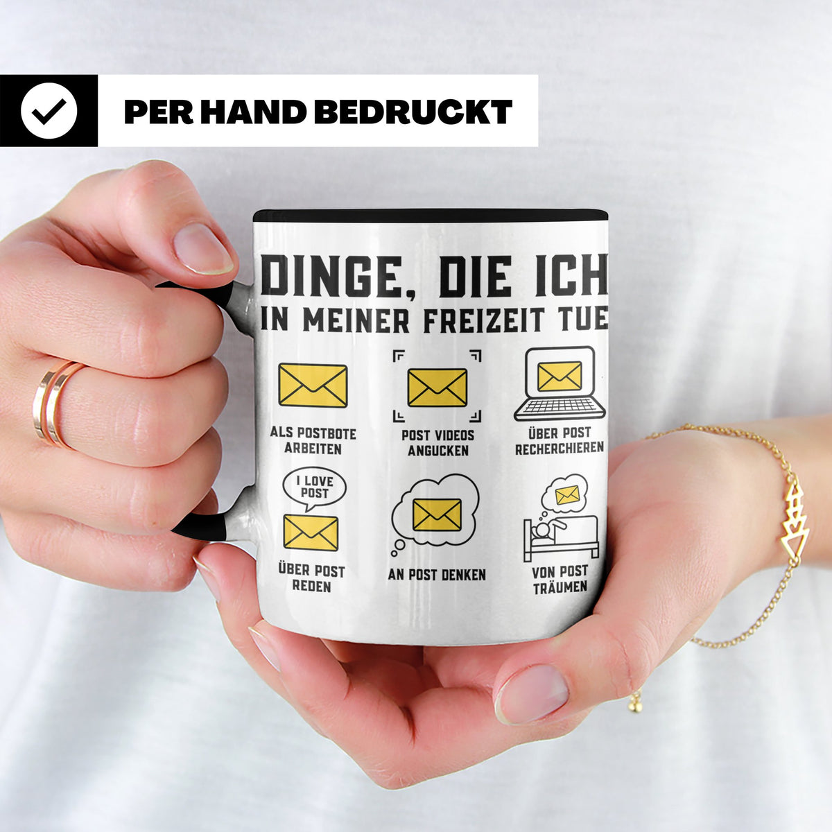 Postbote Tasse "Dinge die ich tue" lustig | Geschenk für Bri – Schwarz [farbe:schwarz]
