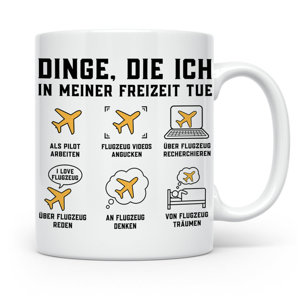 Pilot Tasse mit Spruch Dinge die ich tue, Geschenk für Flugz – Weiß [farbe:weiß]