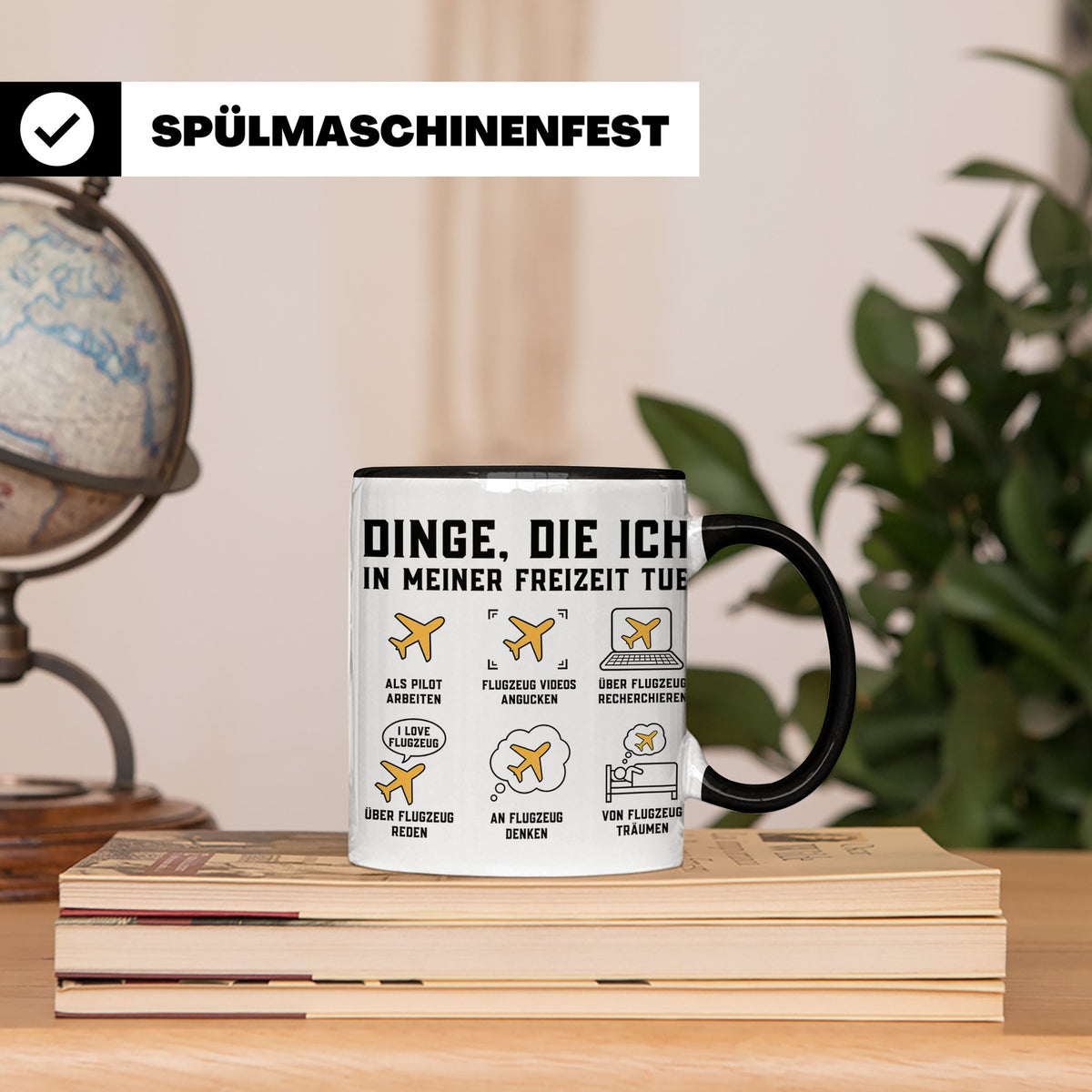 Pilot Tasse mit Spruch Dinge die ich tue, Geschenk für Flugz – Schwarz [farbe:schwarz]