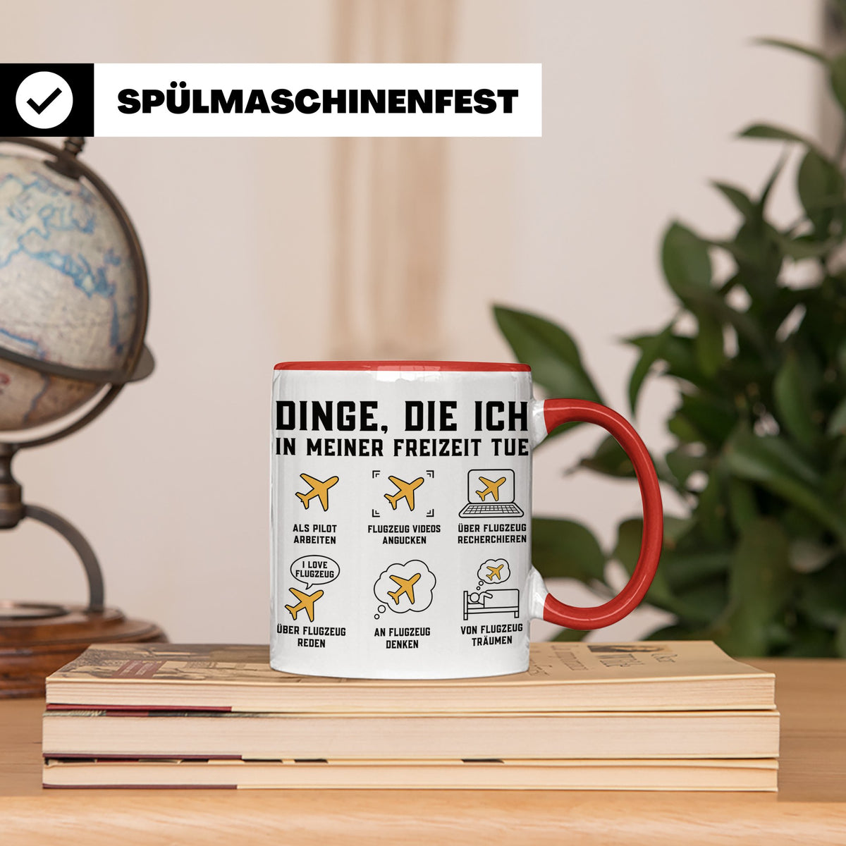 Pilot Tasse mit Spruch Dinge die ich tue, Geschenk für Flugz – Rot [farbe:rot]