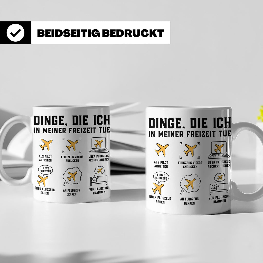 Pilot Tasse mit Spruch Dinge die ich tue, Geschenk für Flugz – Weiß [farbe:weiß]