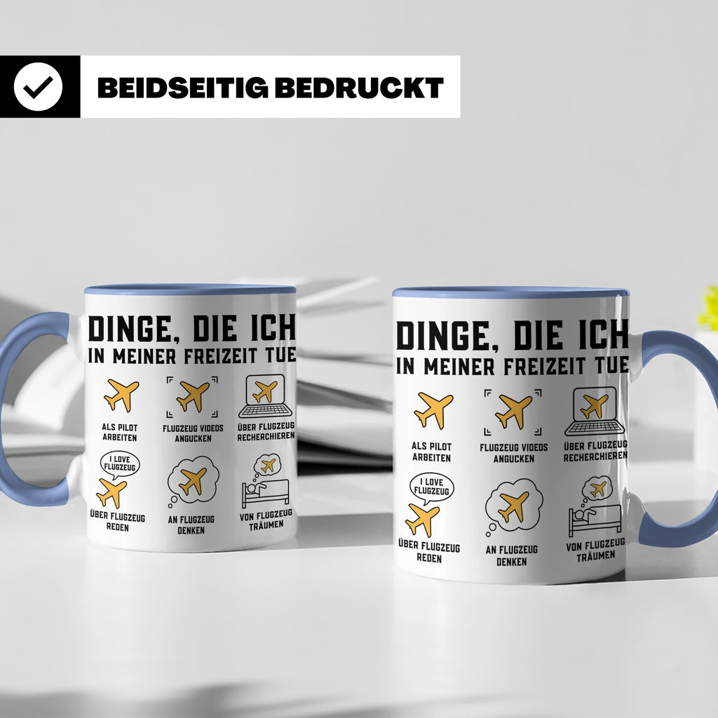 Pilot Tasse mit Spruch Dinge die ich tue, Geschenk für Flugz – Blau [farbe:blau]