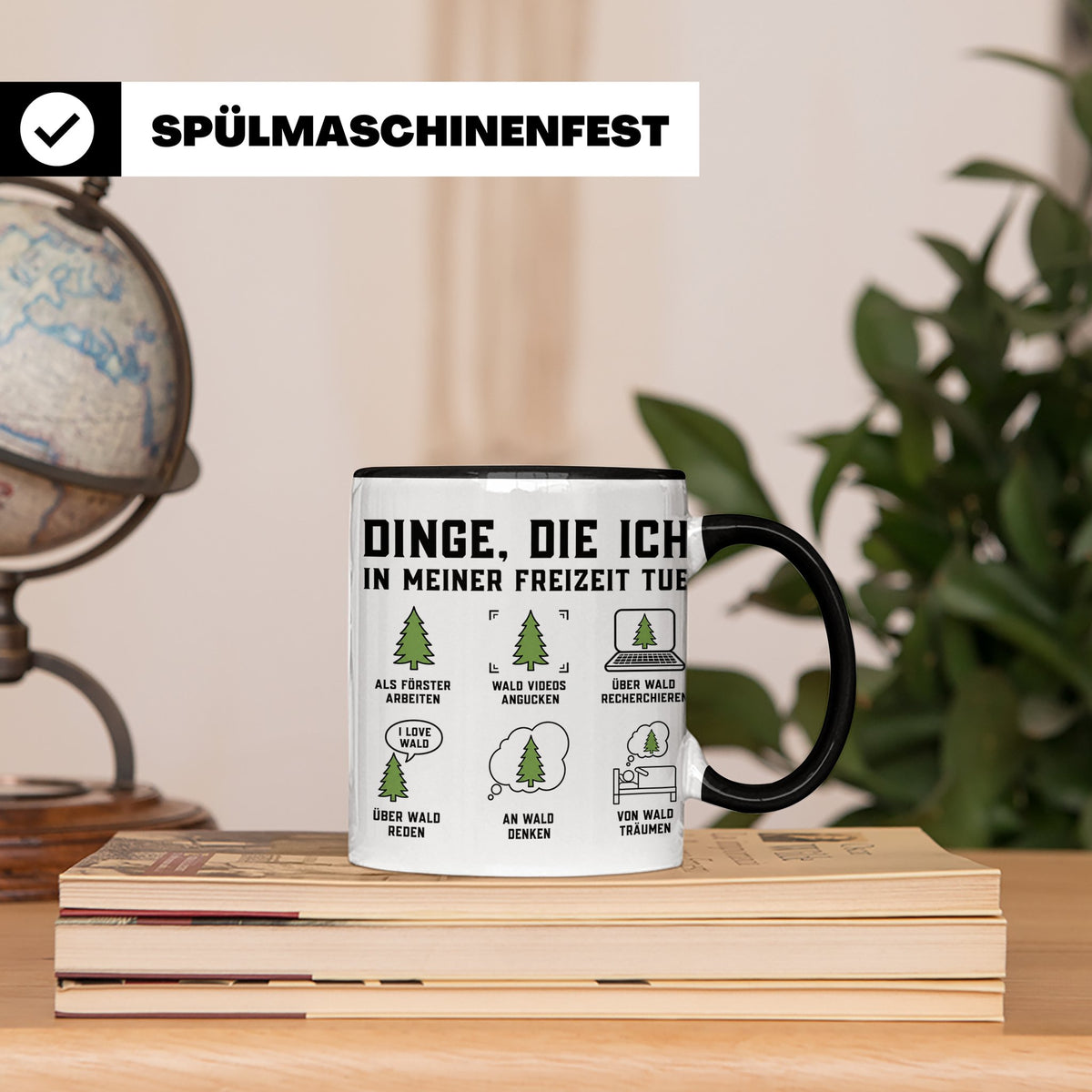 Förster Tasse mit Spruch Dinge die ich in meiner Freizeit tu – Schwarz [farbe:schwarz]