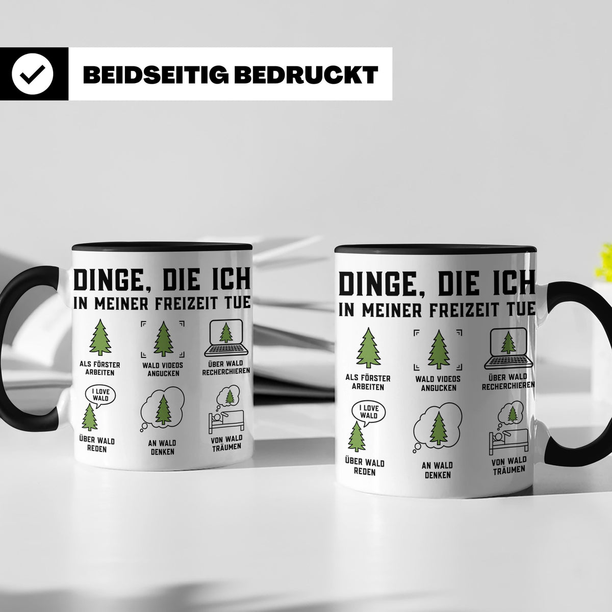 Förster Tasse mit Spruch Dinge die ich in meiner Freizeit tu – Schwarz [farbe:schwarz]