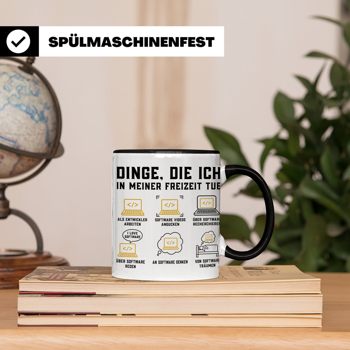 Programmierer Tasse lustig Dinge die ich in meiner Freizeit  – Schwarz [farbe:schwarz]