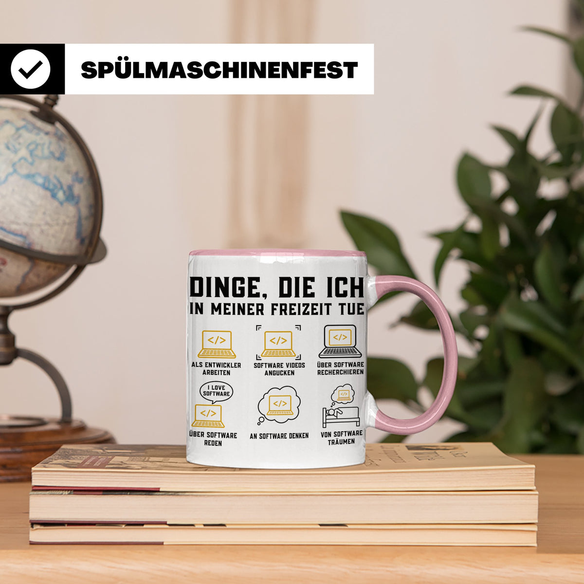 Programmierer Tasse lustig Dinge die ich in meiner Freizeit  – Rosa [farbe:rosa]