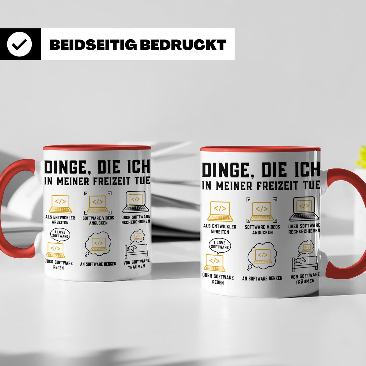 Programmierer Tasse lustig Dinge die ich in meiner Freizeit  – Rot [farbe:rot]