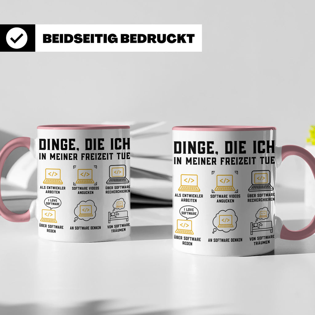 Programmierer Tasse lustig Dinge die ich in meiner Freizeit  – Rosa [farbe:rosa]