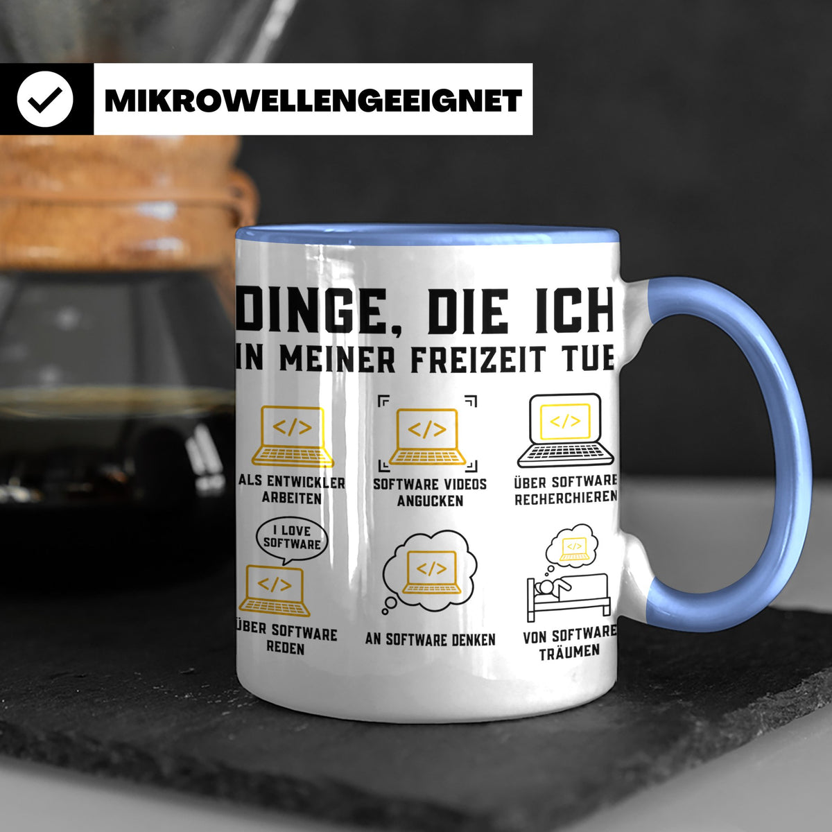 Programmierer Tasse lustig Dinge die ich in meiner Freizeit  – Blau [farbe:blau]