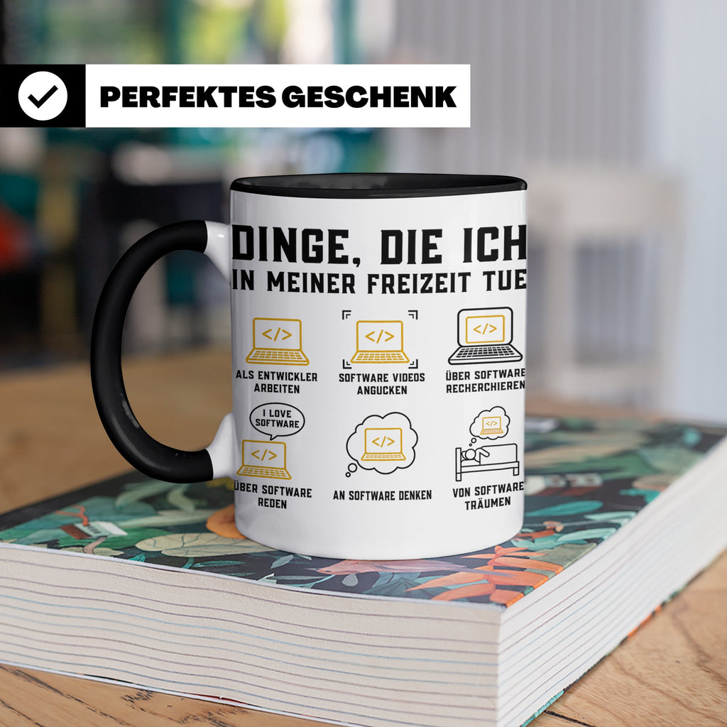 Programmierer Tasse lustig Dinge die ich in meiner Freizeit  – Schwarz [farbe:schwarz]