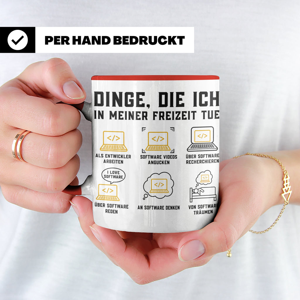 Programmierer Tasse lustig Dinge die ich in meiner Freizeit  – Rot [farbe:rot]