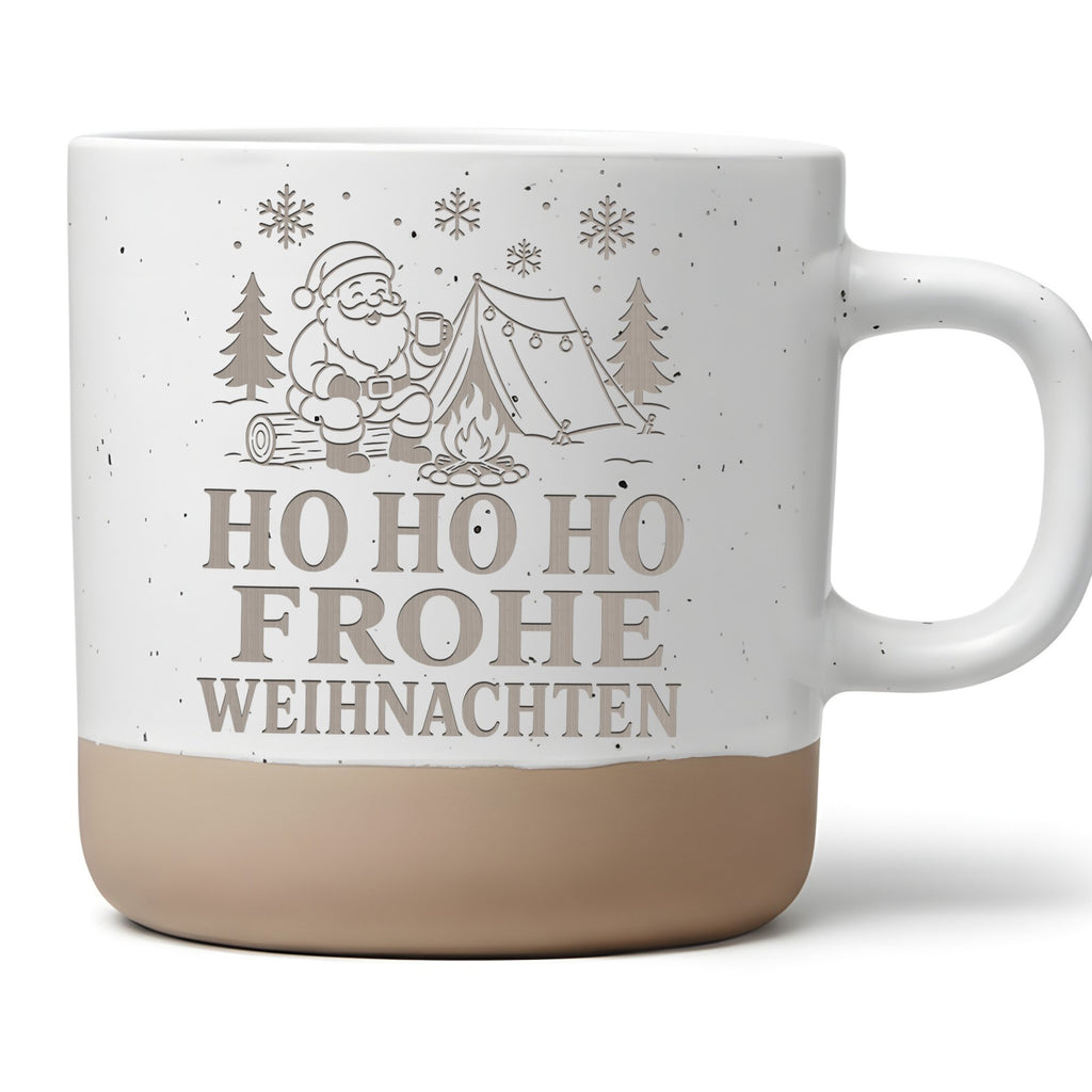 Camping Weihnachtsmann Tasse am Lagerfeuer - Frohe Weihnachten Geschen – Bild 1