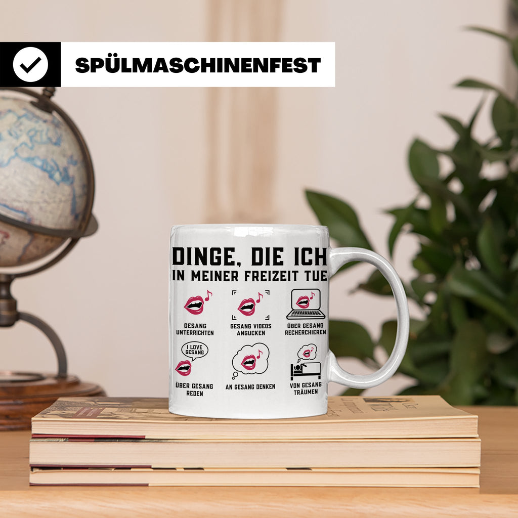 Gesangslehrer Tasse Spruch 'Dinge die ich tue' Vocal Coach G – Weiß [farbe:weiß]