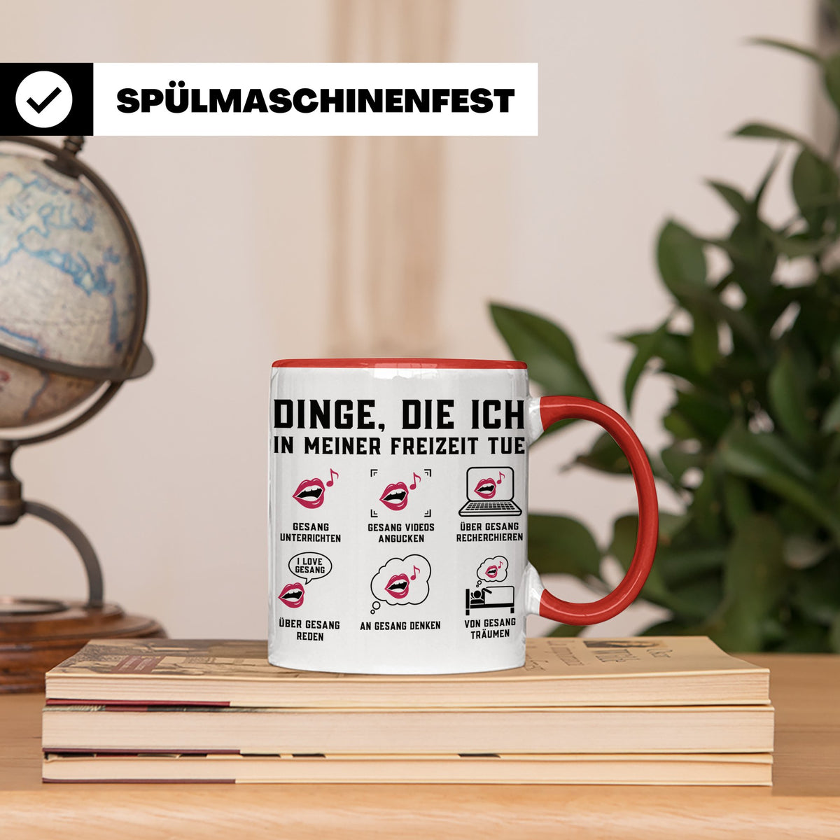 Gesangslehrer Tasse Spruch 'Dinge die ich tue' Vocal Coach G – Rot [farbe:rot]