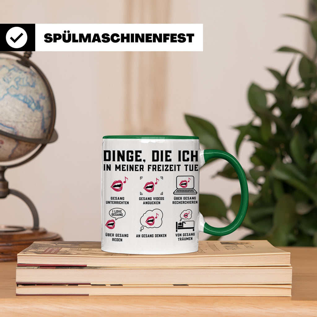 Gesangslehrer Tasse Spruch 'Dinge die ich tue' Vocal Coach G – Grün [farbe:grün]