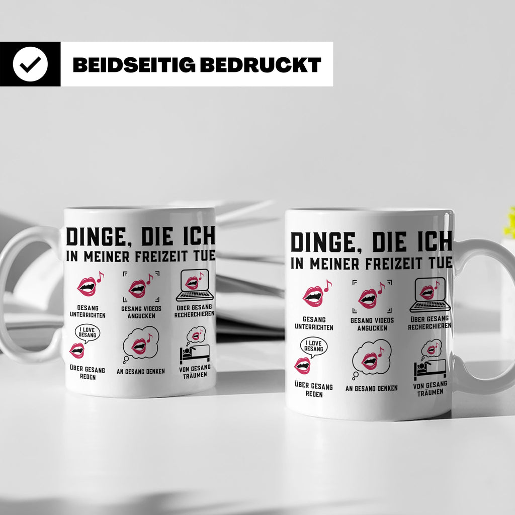 Gesangslehrer Tasse Spruch 'Dinge die ich tue' Vocal Coach G – Weiß [farbe:weiß]