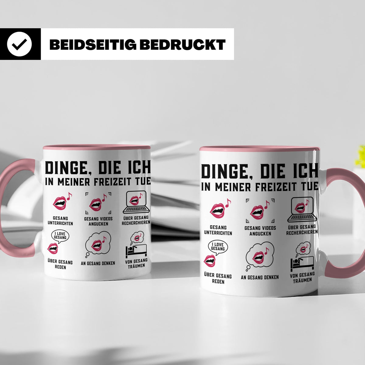 Gesangslehrer Tasse Spruch 'Dinge die ich tue' Vocal Coach G – Rosa [farbe:rosa]