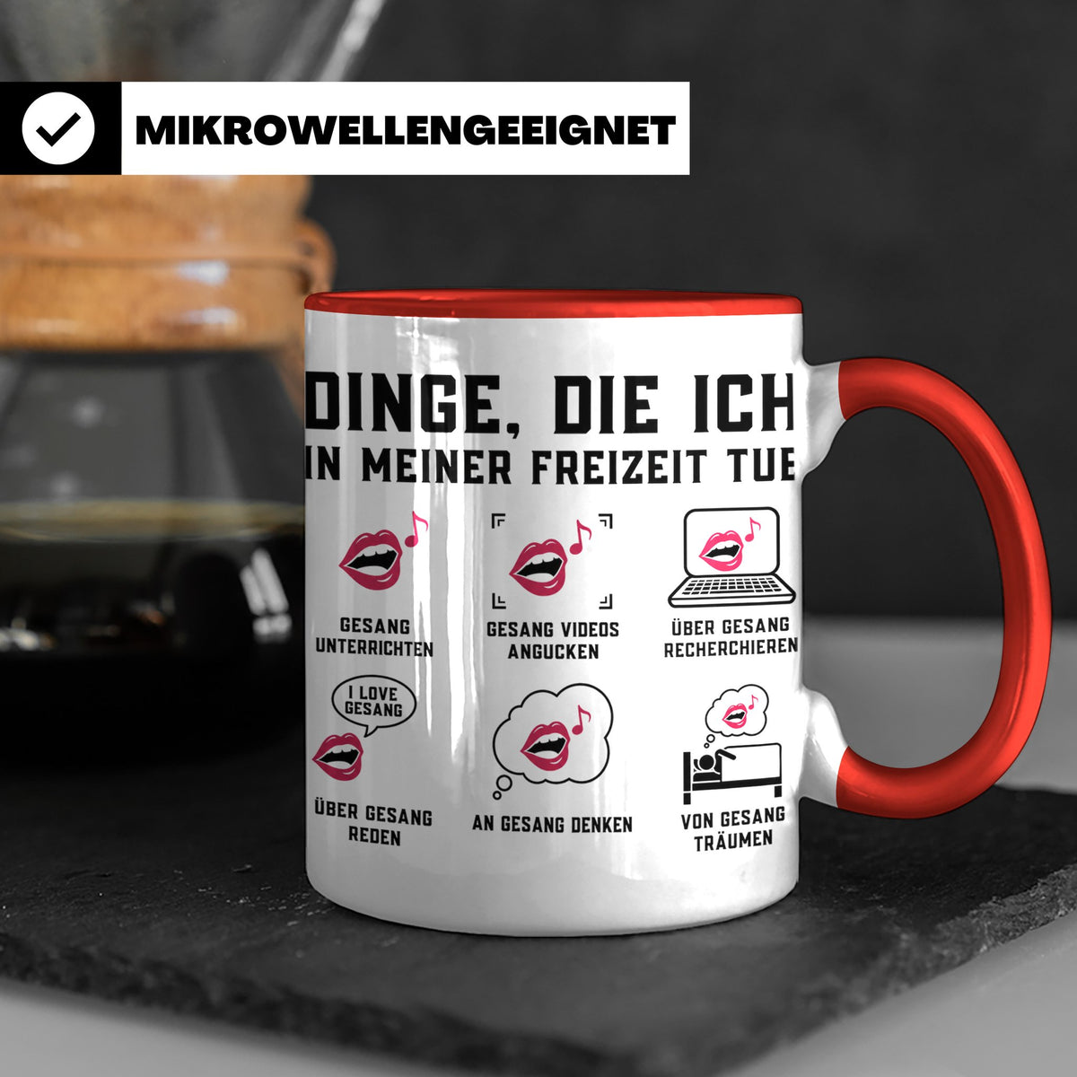 Gesangslehrer Tasse Spruch 'Dinge die ich tue' Vocal Coach G – Rot [farbe:rot]