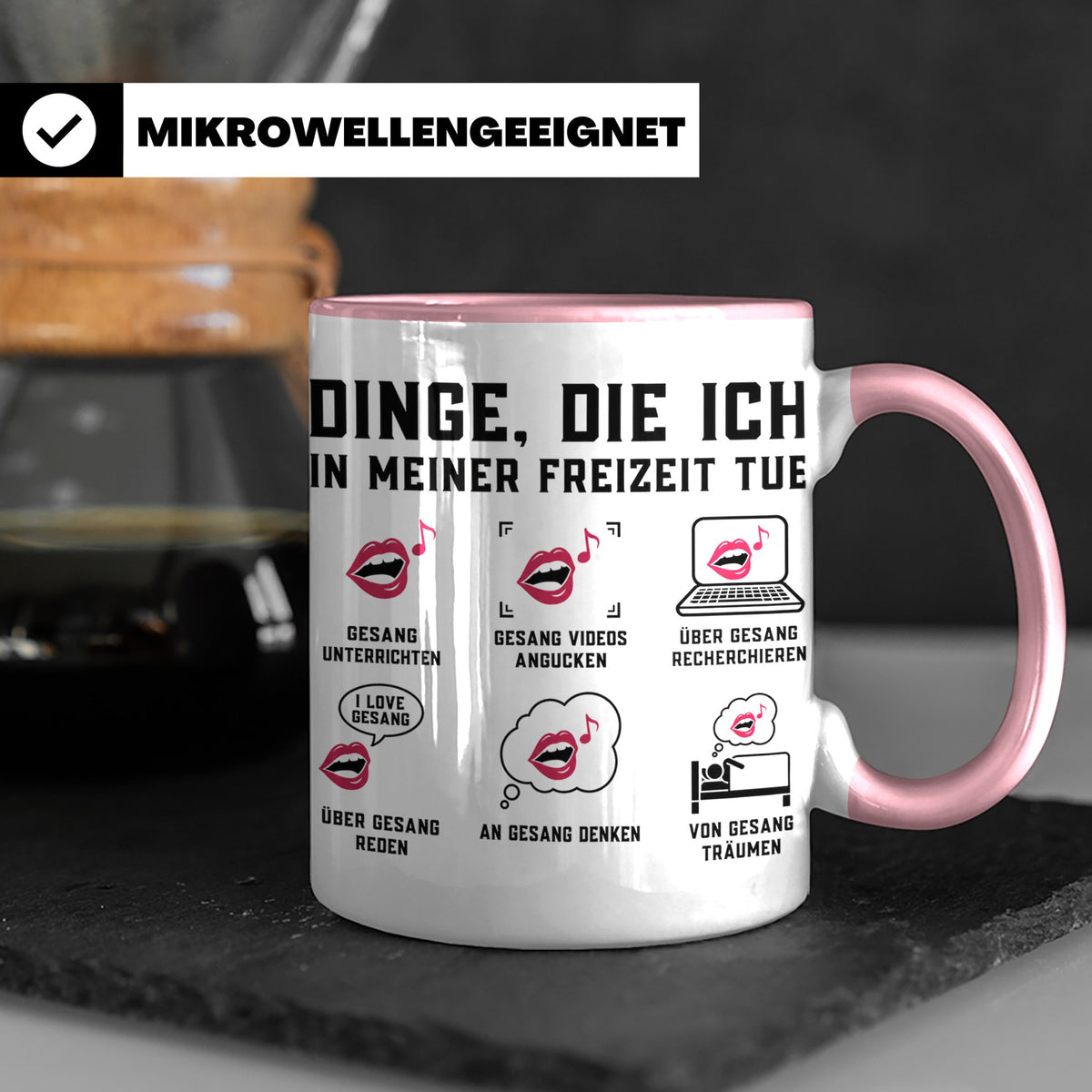 Gesangslehrer Tasse Spruch 'Dinge die ich tue' Vocal Coach G – Rosa [farbe:rosa]