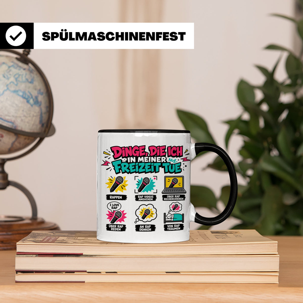 Rapper Tasse mit Spruch Dinge die ich tue | lustige Hip Hop  – Schwarz [farbe:schwarz]