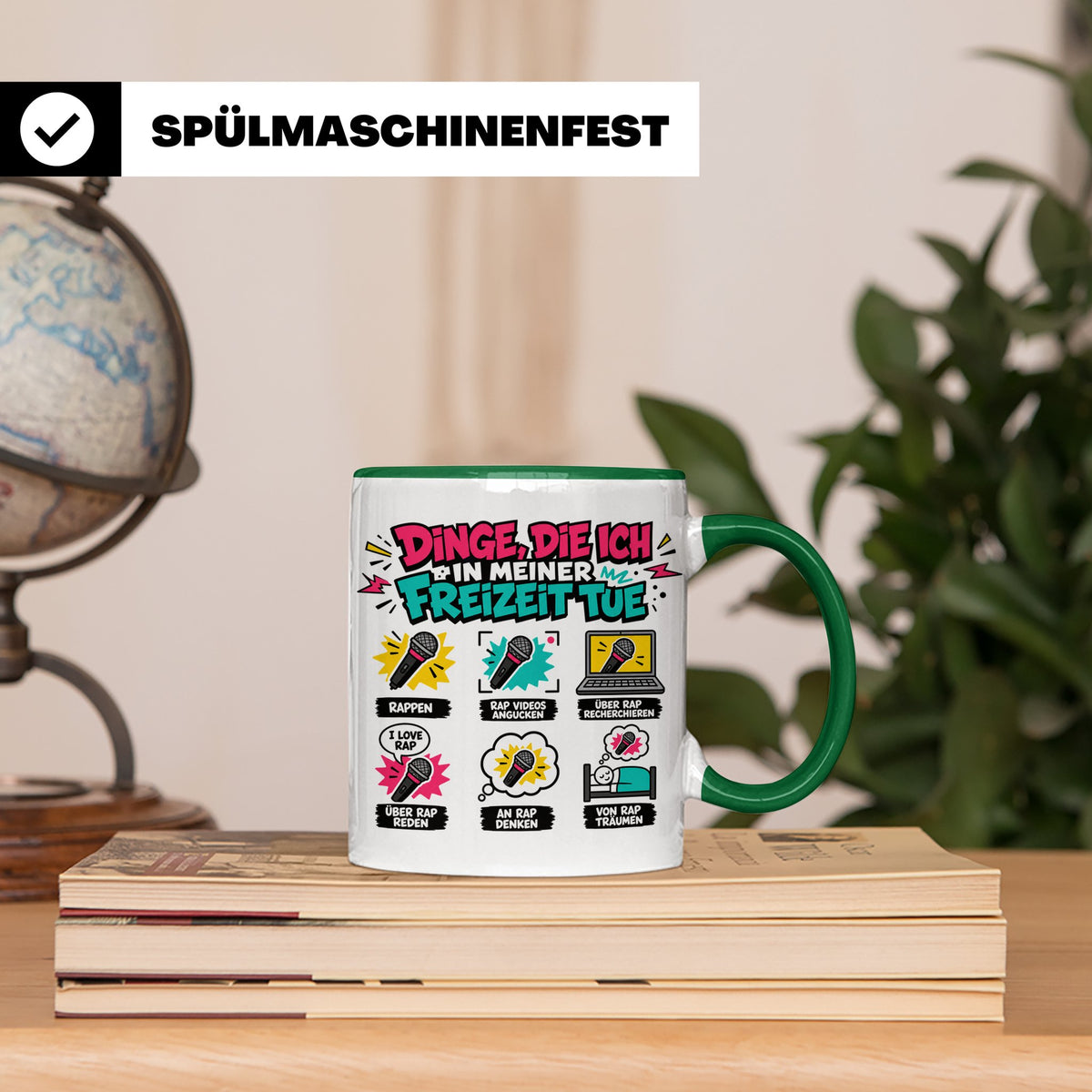 Rapper Tasse mit Spruch Dinge die ich tue | lustige Hip Hop  – Grün [farbe:grün]