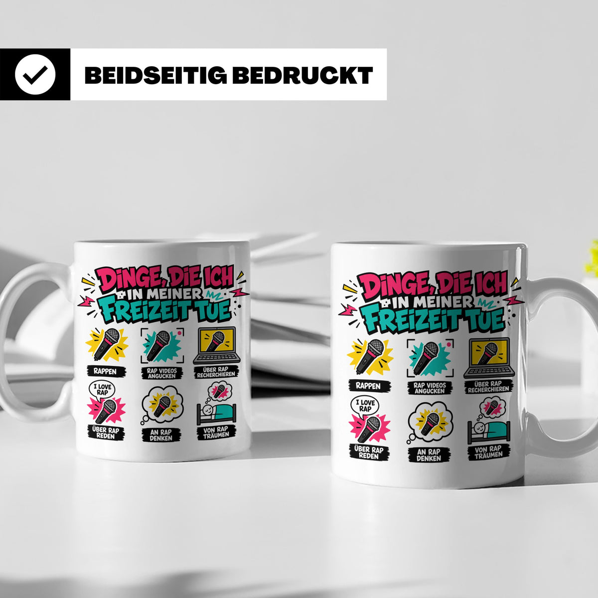 Rapper Tasse mit Spruch Dinge die ich tue | lustige Hip Hop  – Weiß [farbe:weiß]