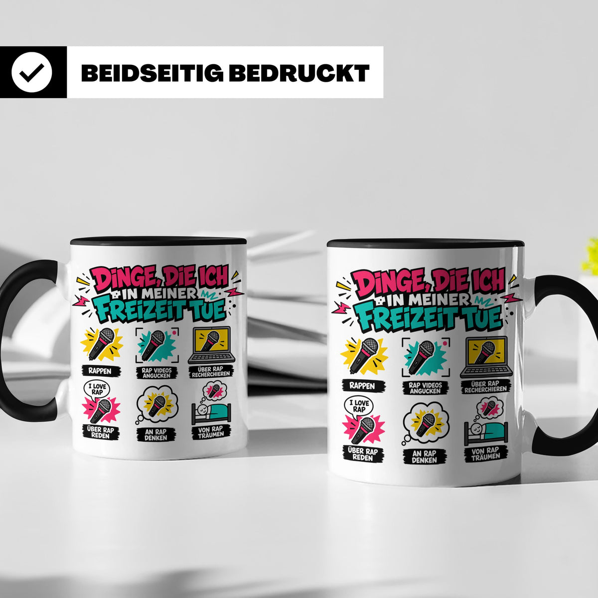 Rapper Tasse mit Spruch Dinge die ich tue | lustige Hip Hop  – Schwarz [farbe:schwarz]